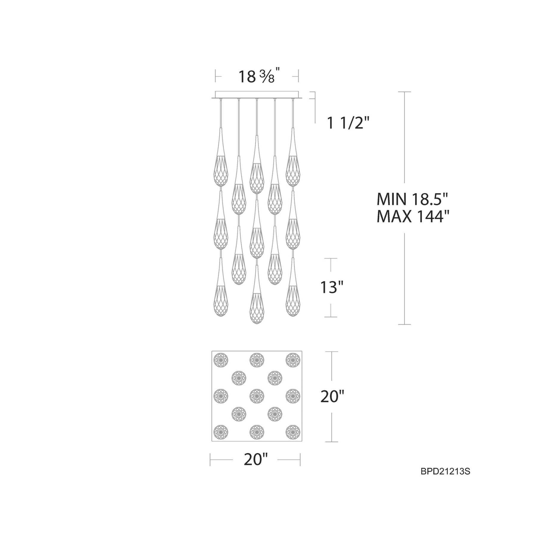 Hibiscus Square LED Multi Pendant Light