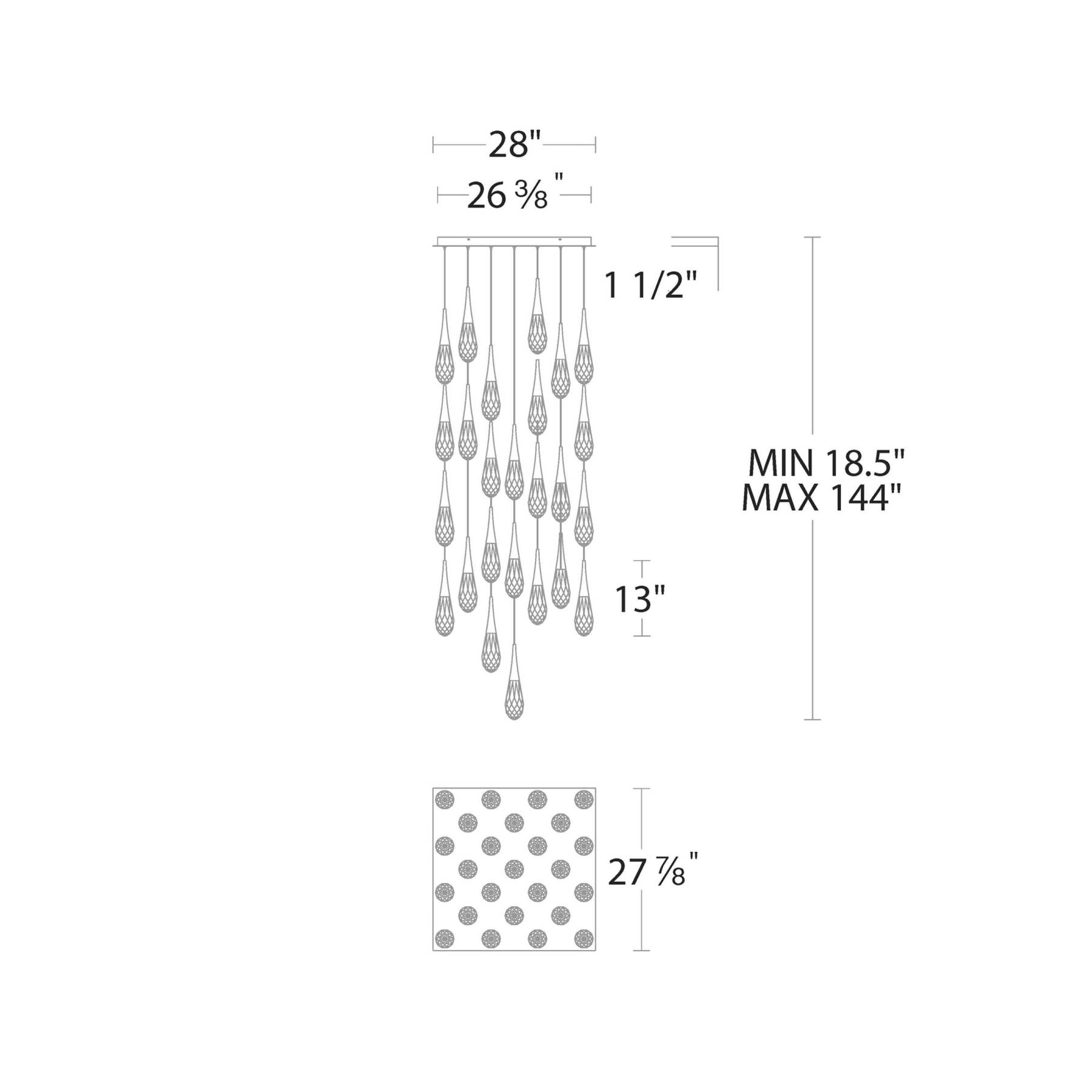 Hibiscus Square LED Multi Pendant Light
