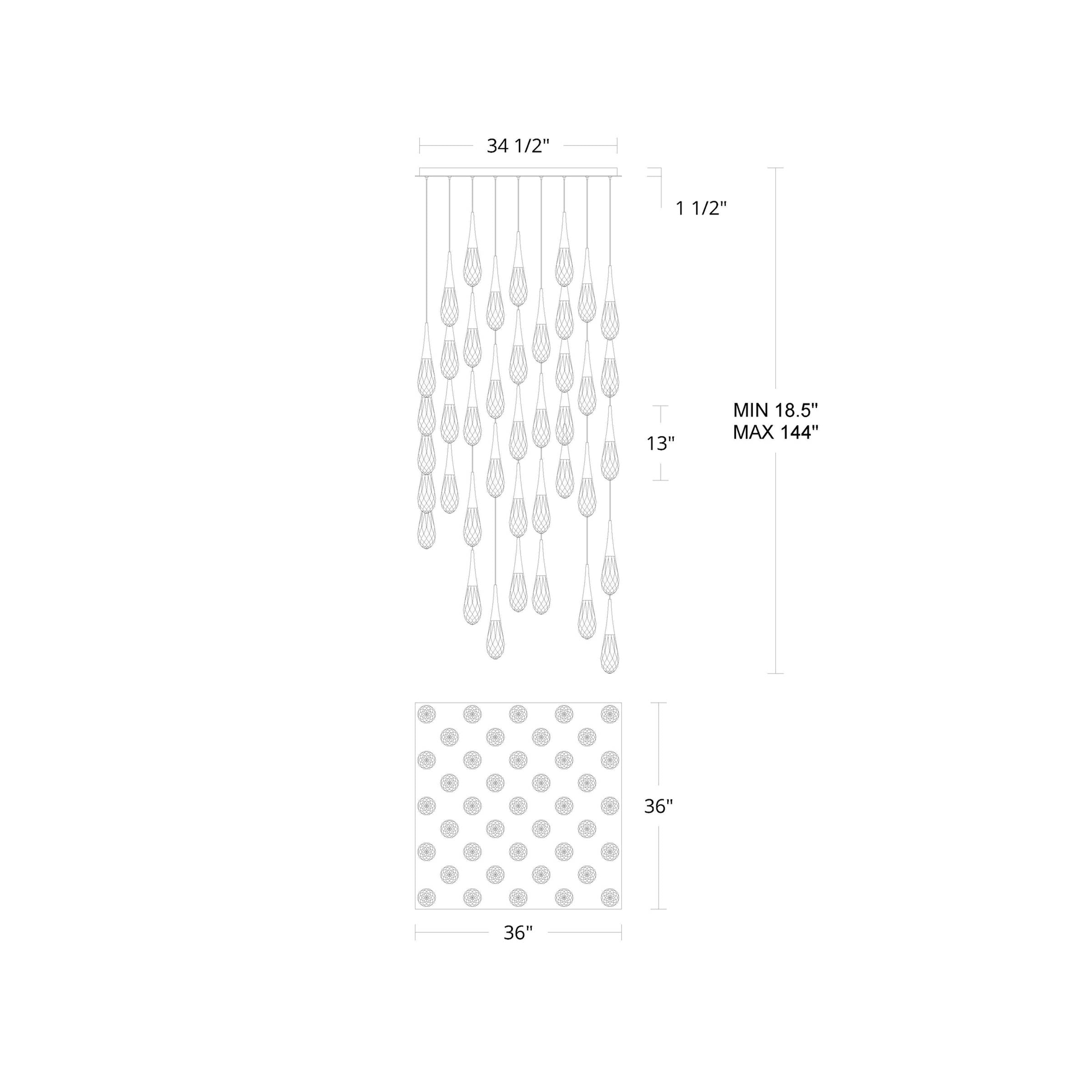 Hibiscus Square LED Multi Pendant Light