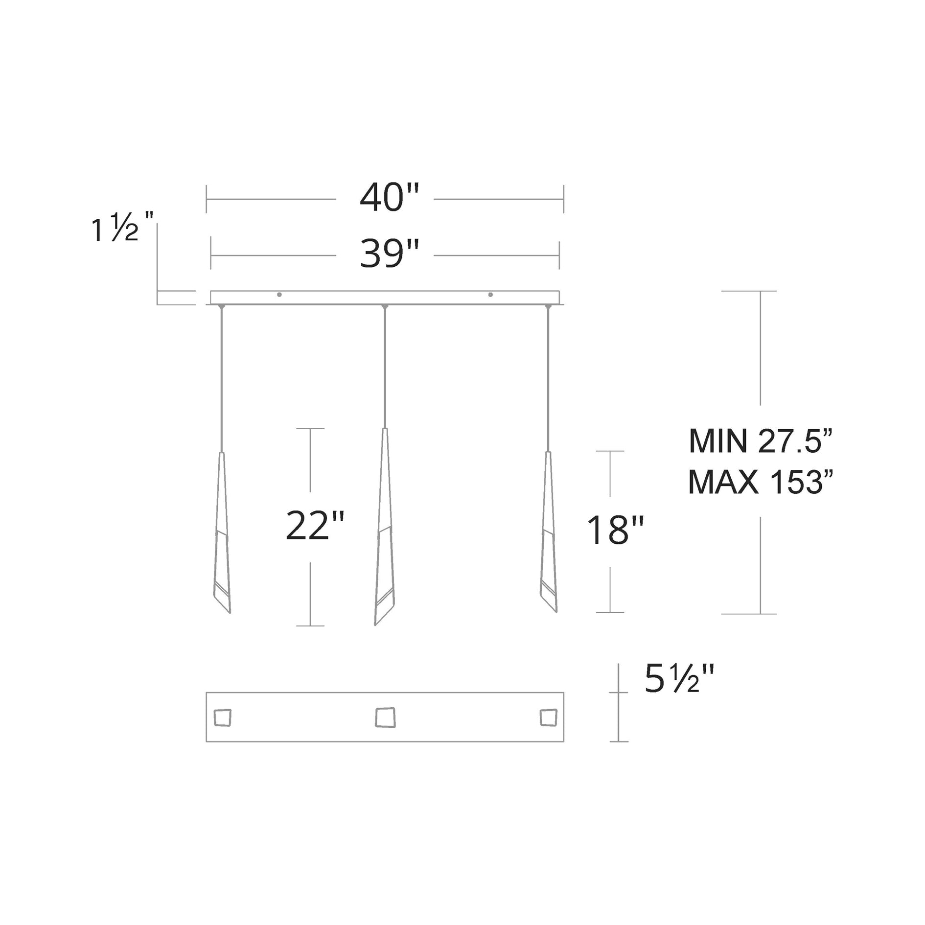 Solitude Linear LED Multi Pendant Light