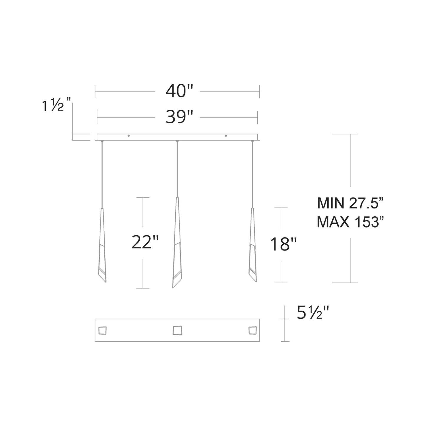 Solitude Linear LED Multi Pendant Light