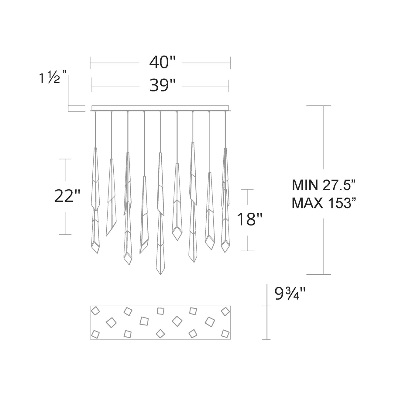 Solitude Linear LED Multi Pendant Light