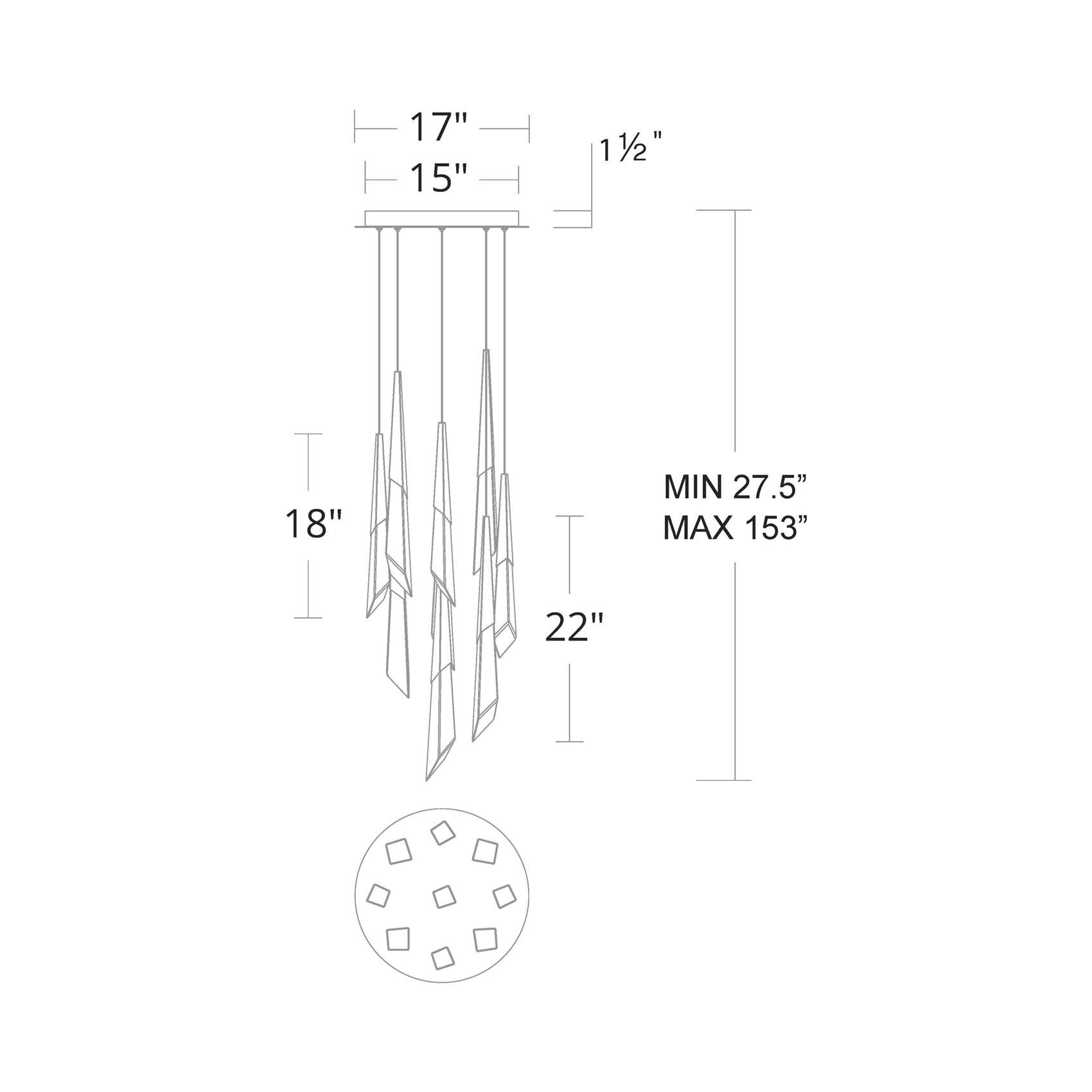 Solitude Round LED Multi Chandelier
