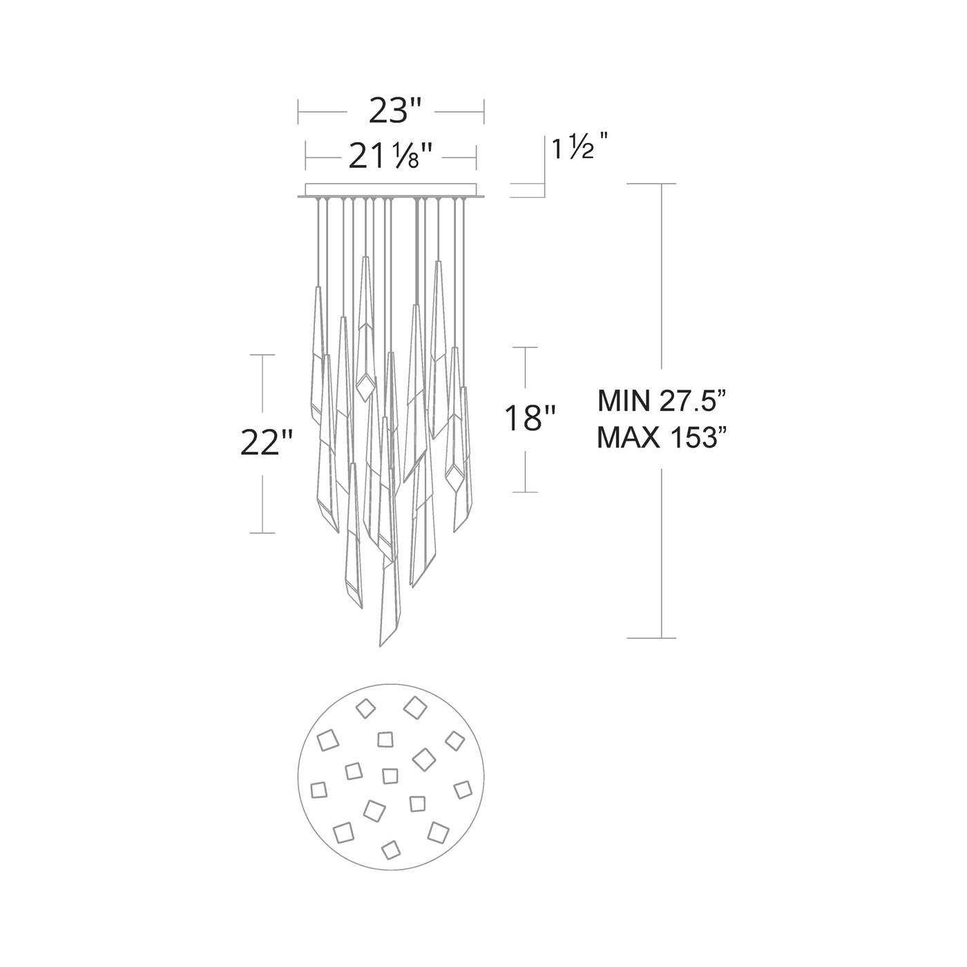 Solitude Round LED Multi Chandelier