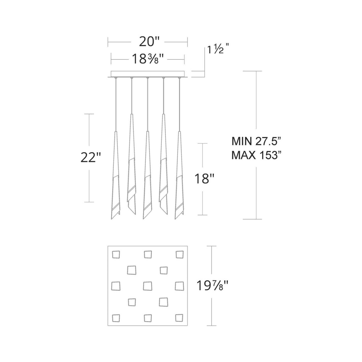 Solitude Square LED Multi Pendant Light