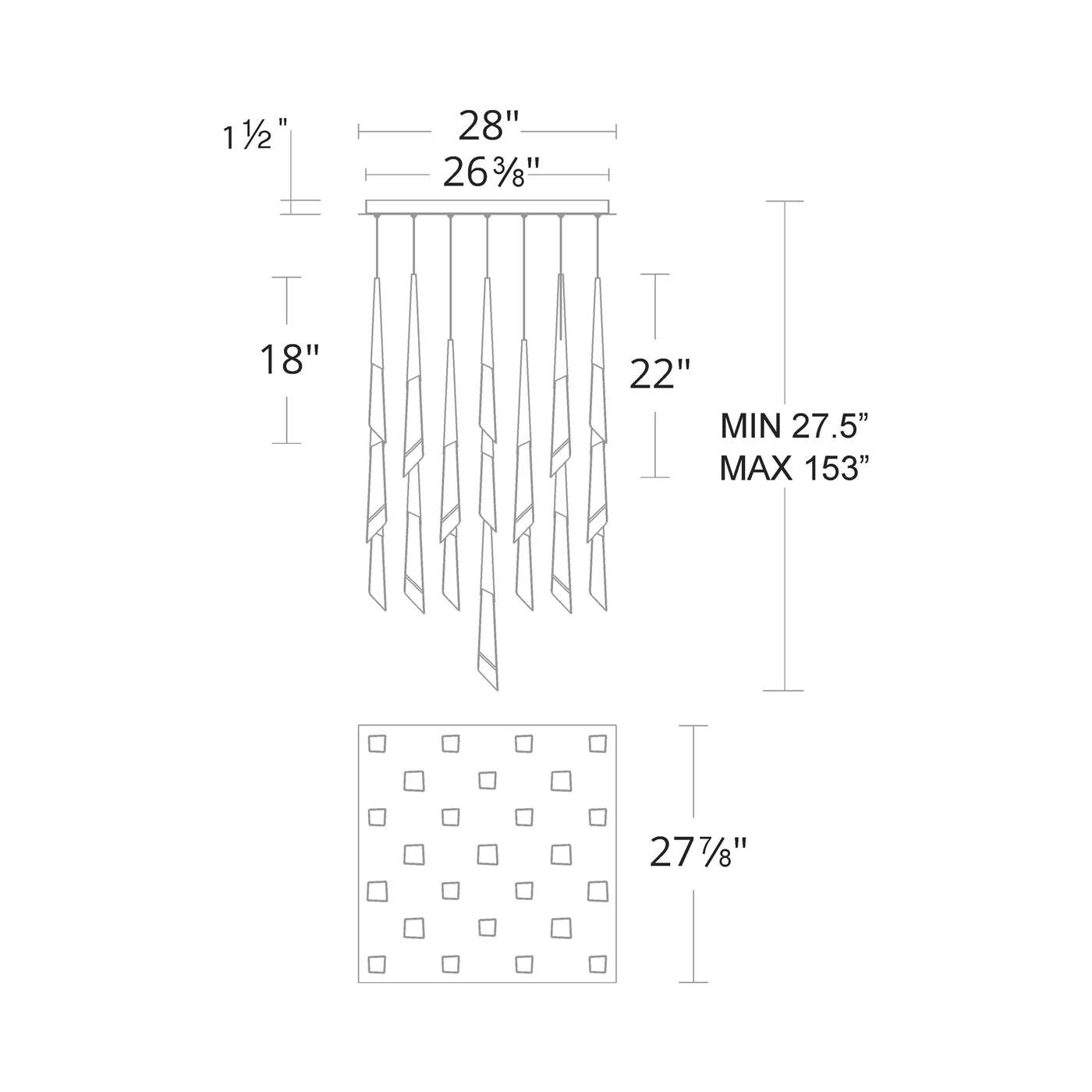 Solitude Square LED Multi Pendant Light