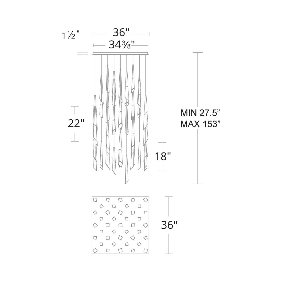 Solitude Square LED Multi Pendant Light