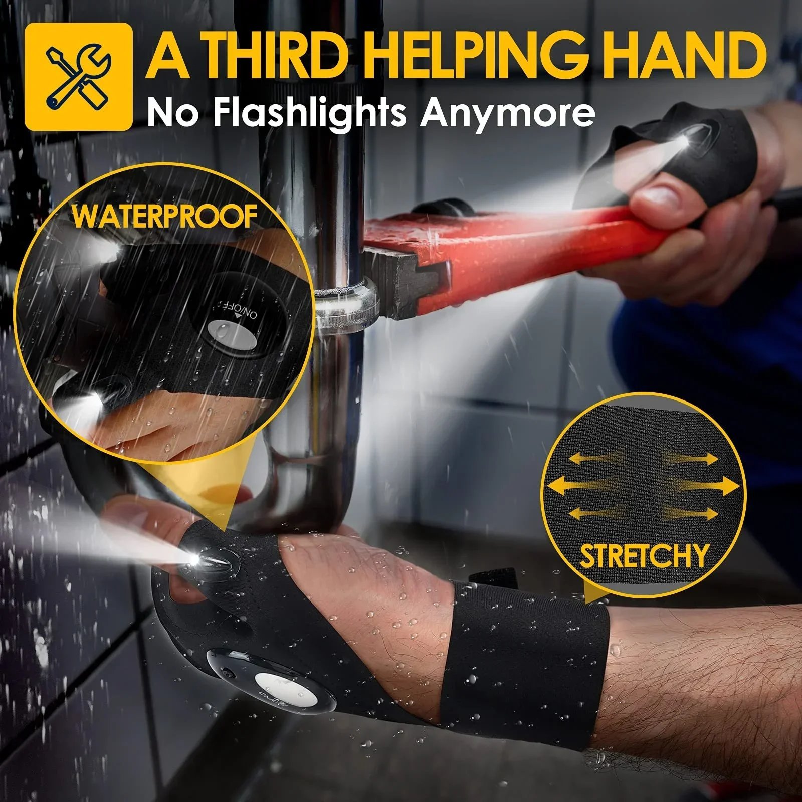 🔥Last day 50% off🔥 -  LED Flashlight Waterproof Gloves - Practical Durable Fingerless Gloves
