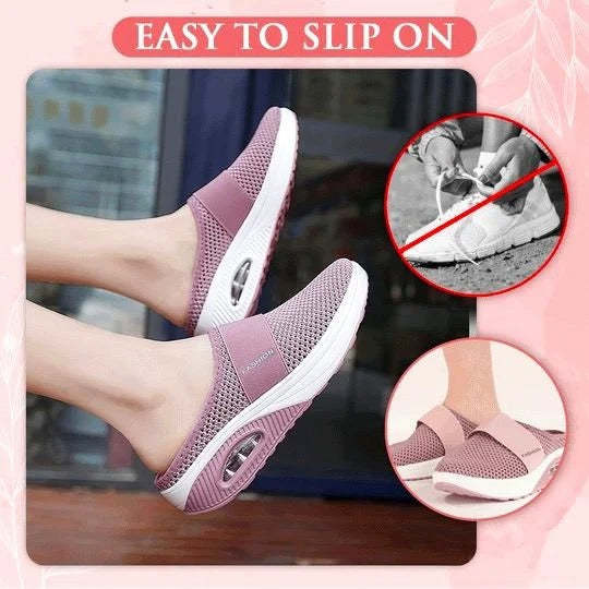 WOMEN'S BREATHABLE LIGHTWEIGHT AIR CUSHION SLIP-ON WALKING SLIPPERS