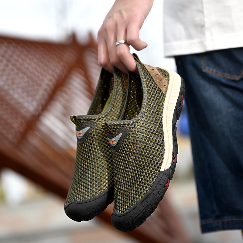 MEN'S SUMMER BREATHABLE MESH HOLLOW SLIP-ON SNEAKERS