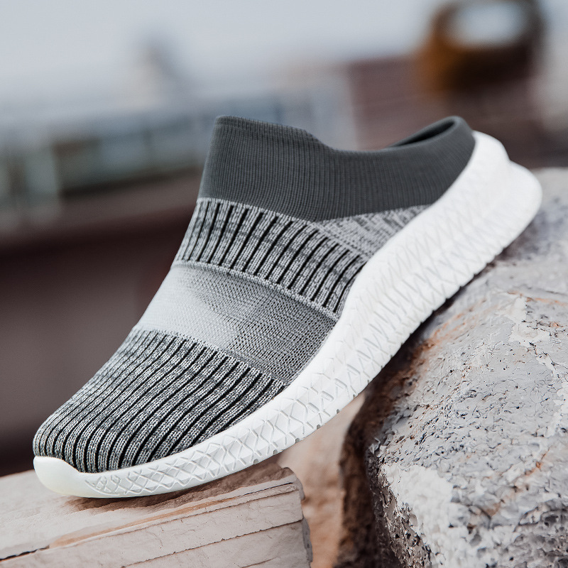 FLYKNIT MESH SLIP-ON BREATHABLE HALF-SLIP SNEAKERS