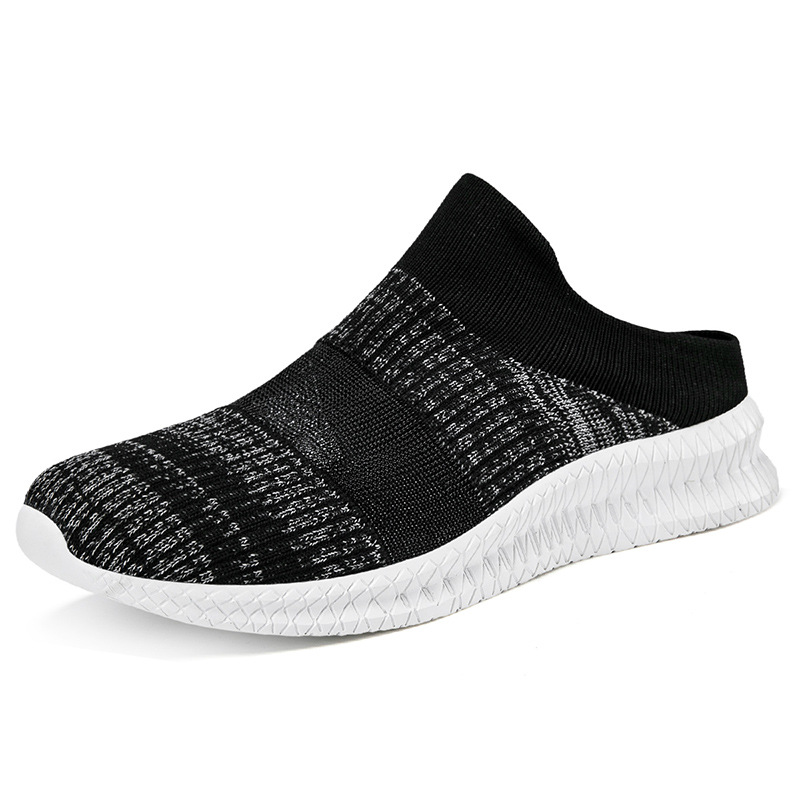 FLYKNIT MESH SLIP-ON BREATHABLE HALF-SLIP SNEAKERS
