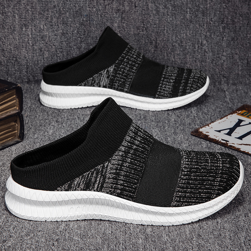 FLYKNIT MESH SLIP-ON BREATHABLE HALF-SLIP SNEAKERS