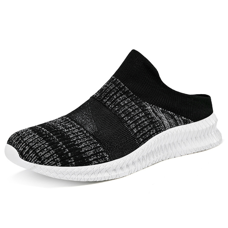 FLYKNIT MESH SLIP-ON BREATHABLE HALF-SLIP SNEAKERS