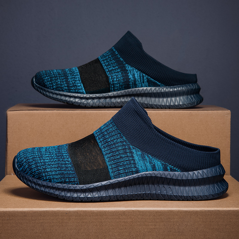 FLYKNIT MESH SLIP-ON BREATHABLE HALF-SLIP SNEAKERS
