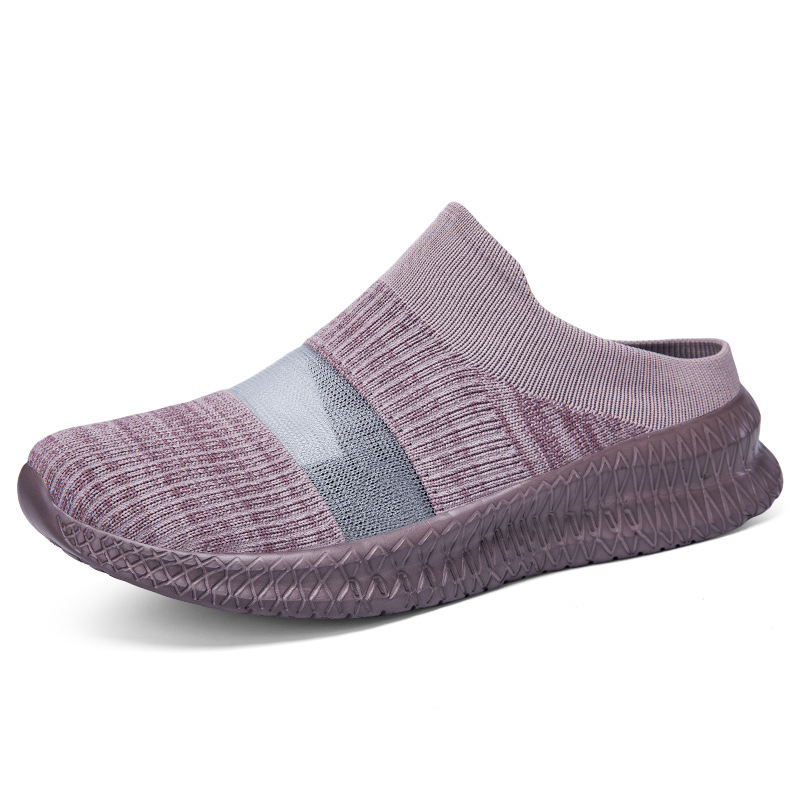 FLYKNIT MESH SLIP-ON BREATHABLE HALF-SLIP SNEAKERS