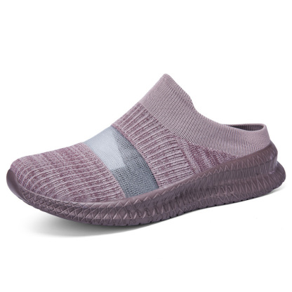FLYKNIT MESH SLIP-ON BREATHABLE HALF-SLIP SNEAKERS
