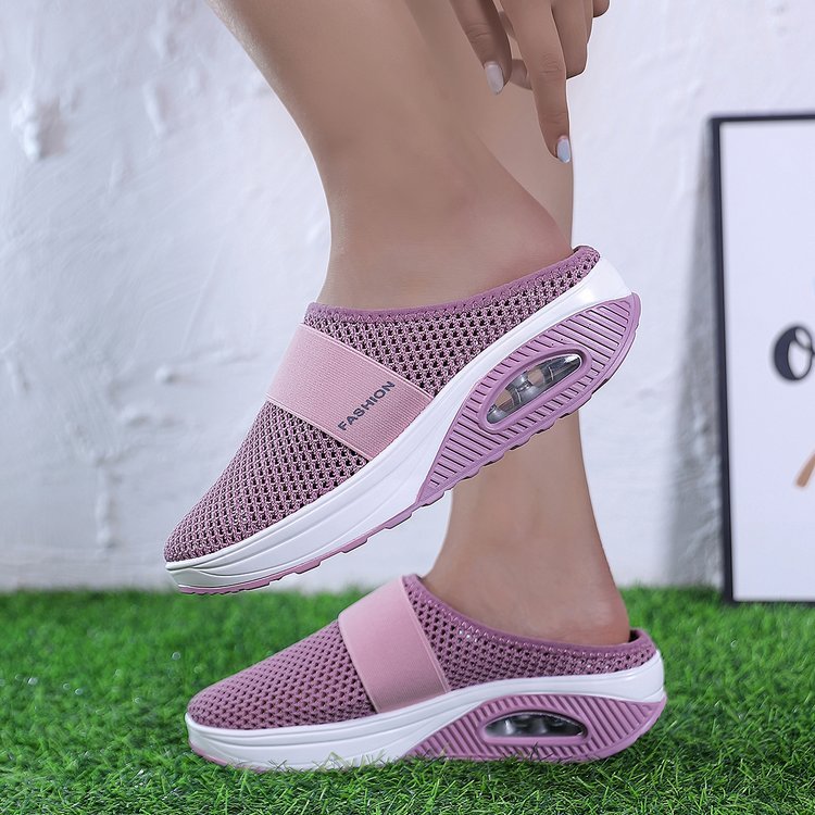 WOMEN'S BREATHABLE LIGHTWEIGHT AIR CUSHION SLIP-ON WALKING SLIPPERS