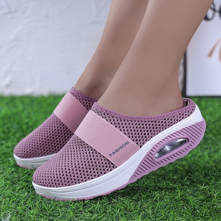 WOMEN'S BREATHABLE LIGHTWEIGHT AIR CUSHION SLIP-ON WALKING SLIPPERS