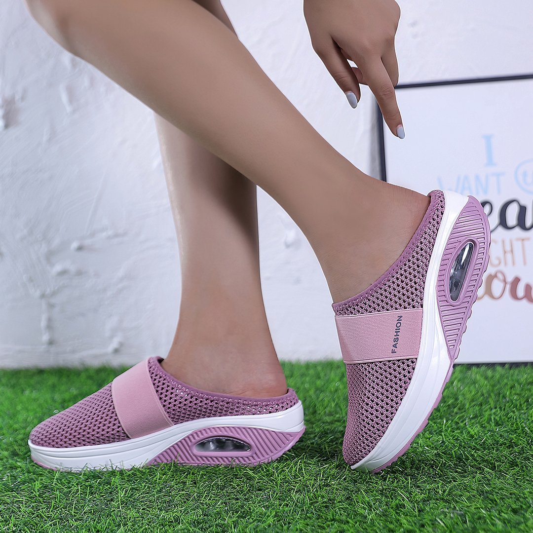 WOMEN'S BREATHABLE LIGHTWEIGHT AIR CUSHION SLIP-ON WALKING SLIPPERS