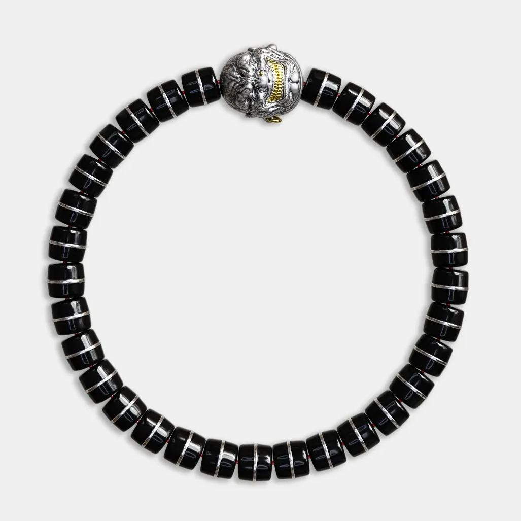 Evil Monk - Coconut Palm Bead Bracelet - S925 Silver - Crafted by YiJiang - Chinese Artistry