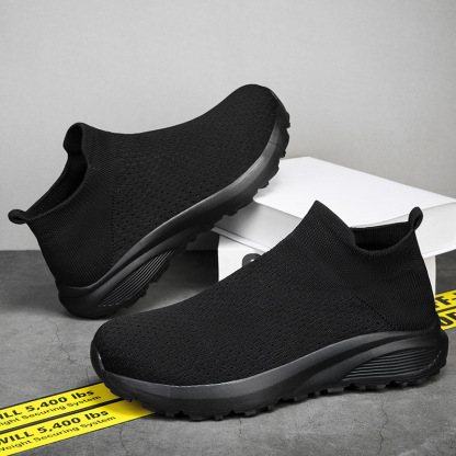 FASHION BREATHABLE FLYING KNIT CASUAL SOCKS SLIP-ON SHOES
