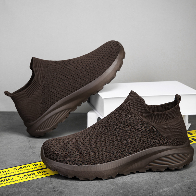 FASHION BREATHABLE FLYING KNIT CASUAL SOCKS SLIP-ON SHOES