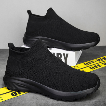 FASHION BREATHABLE FLYING KNIT CASUAL SOCKS SLIP-ON SHOES