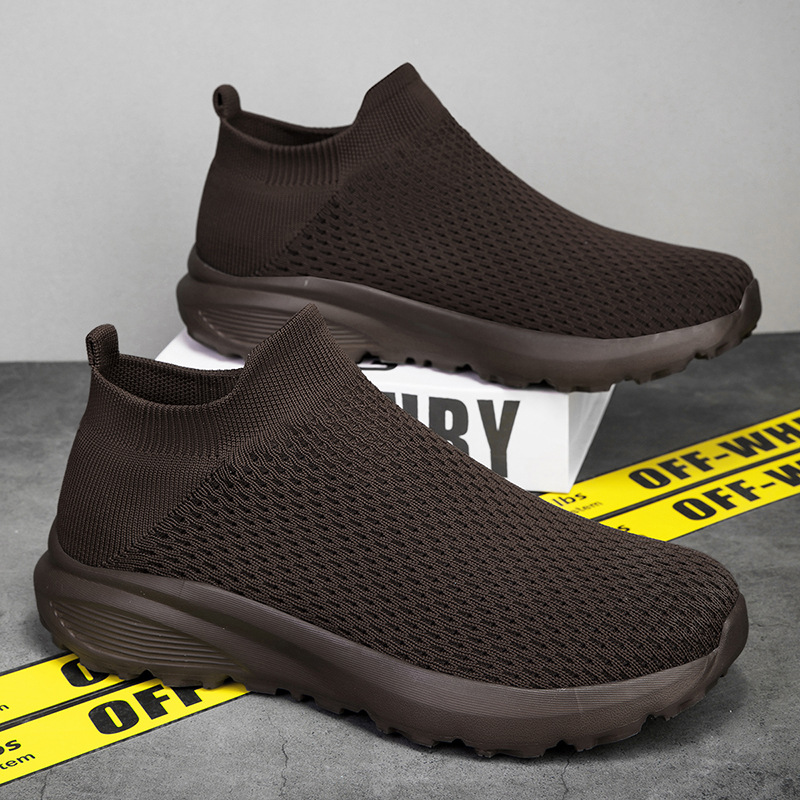 FASHION BREATHABLE FLYING KNIT CASUAL SOCKS SLIP-ON SHOES
