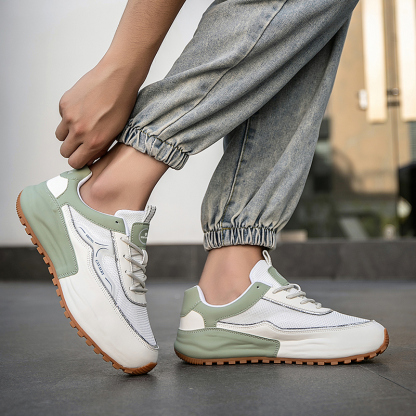 MEN'S LEATHER COMFORTABLE THICK SOLE SLIP-ON CASUAL SPORTS SHOES