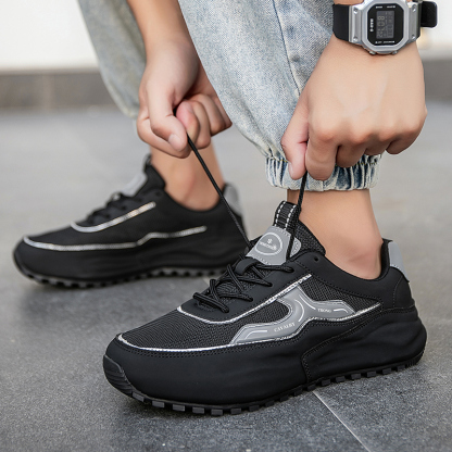 MEN'S LEATHER COMFORTABLE THICK SOLE SLIP-ON CASUAL SPORTS SHOES