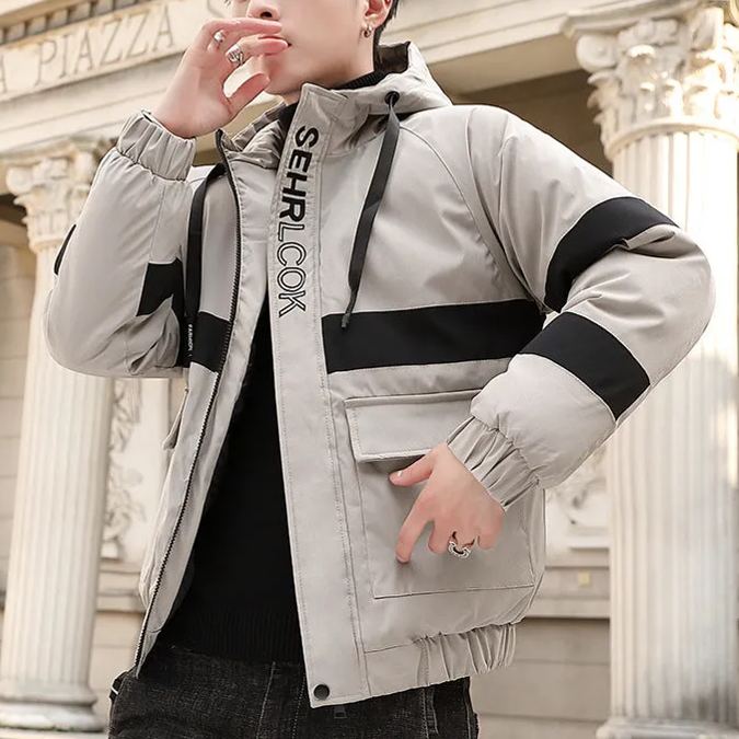 Korean Style Short Padded Jacket Men's Thick Warm All-Match Cotton Coat