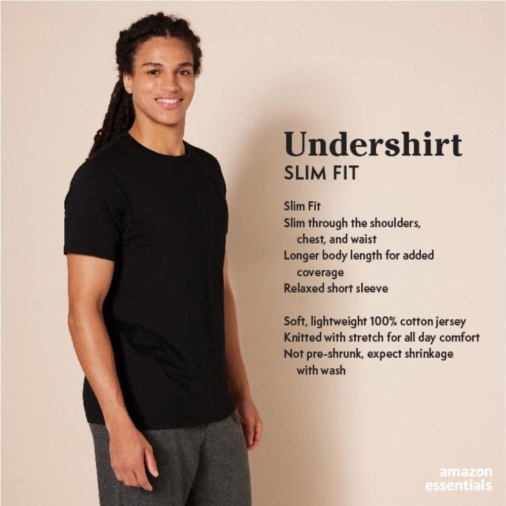  Essentials Men's Crew Neck T-Shirts. Pack of 6. Versatile Basics.