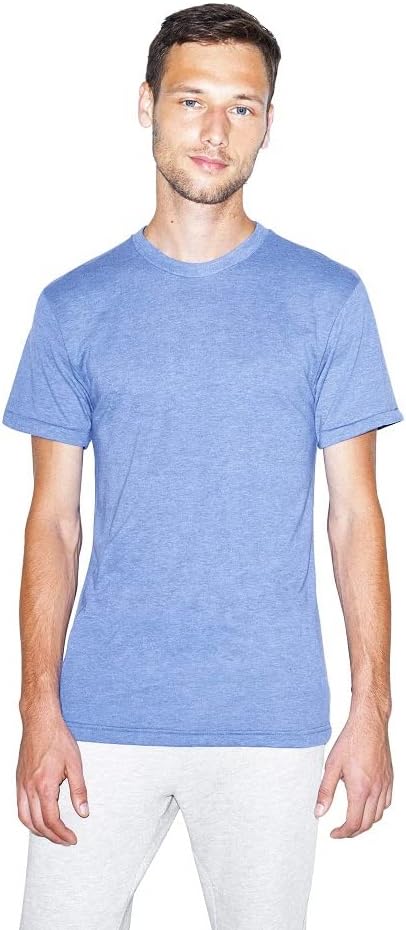  Men's Tri-Blend Crewneck Short Sleeve Track T-Shirt. 2-Pack. Athletic Blue. Medium