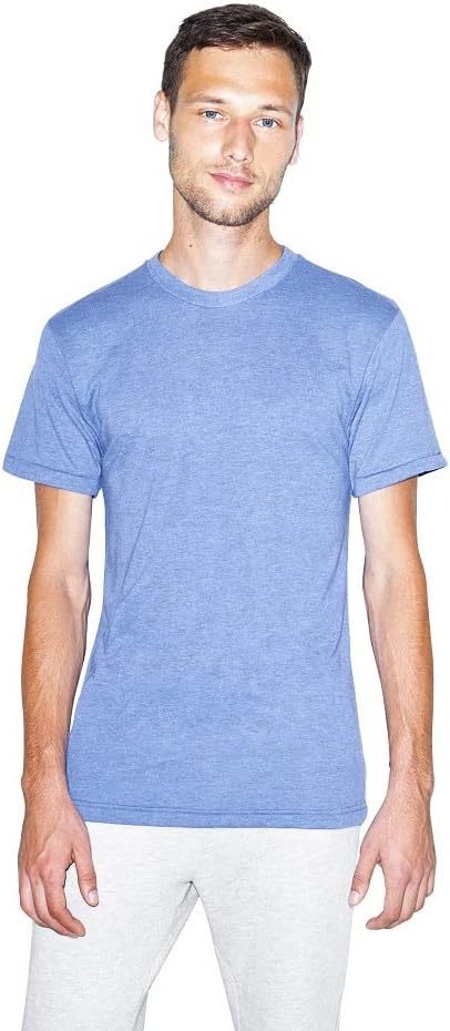 American Apparel Men's Tri-Blend Crewneck Short Sleeve Track T-Shirt, 2-Pack, Athletic Blue, Medium