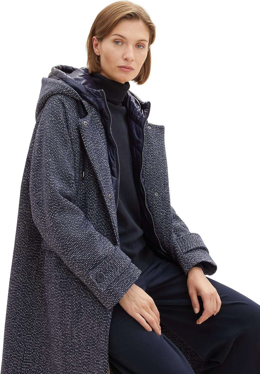 Catalysly Ladies' Coat with Topstitching and Hood