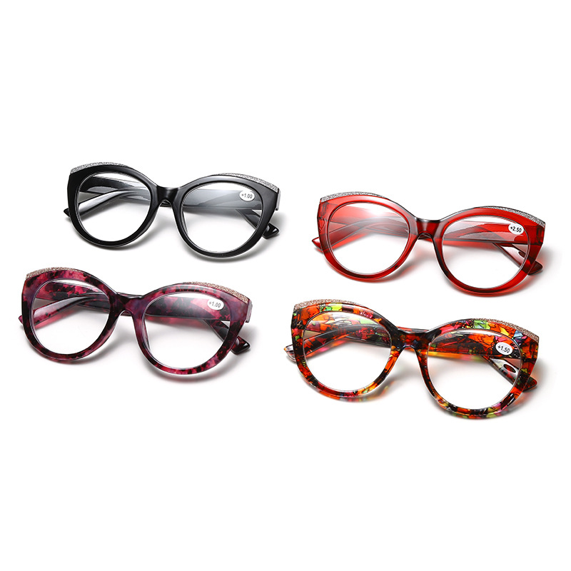 CRYSTAL-STUDDED GALAXY CAT-EYE READING GLASSES