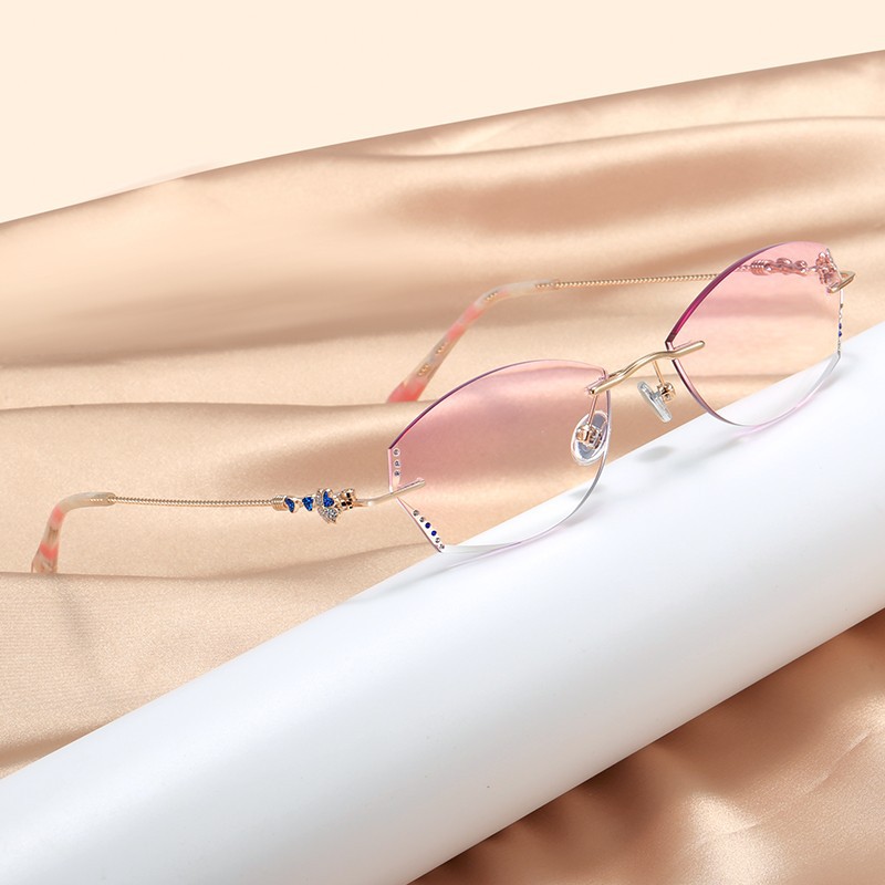 IRREGULAR FRAMELESS SAPPHIRE READING GLASSES