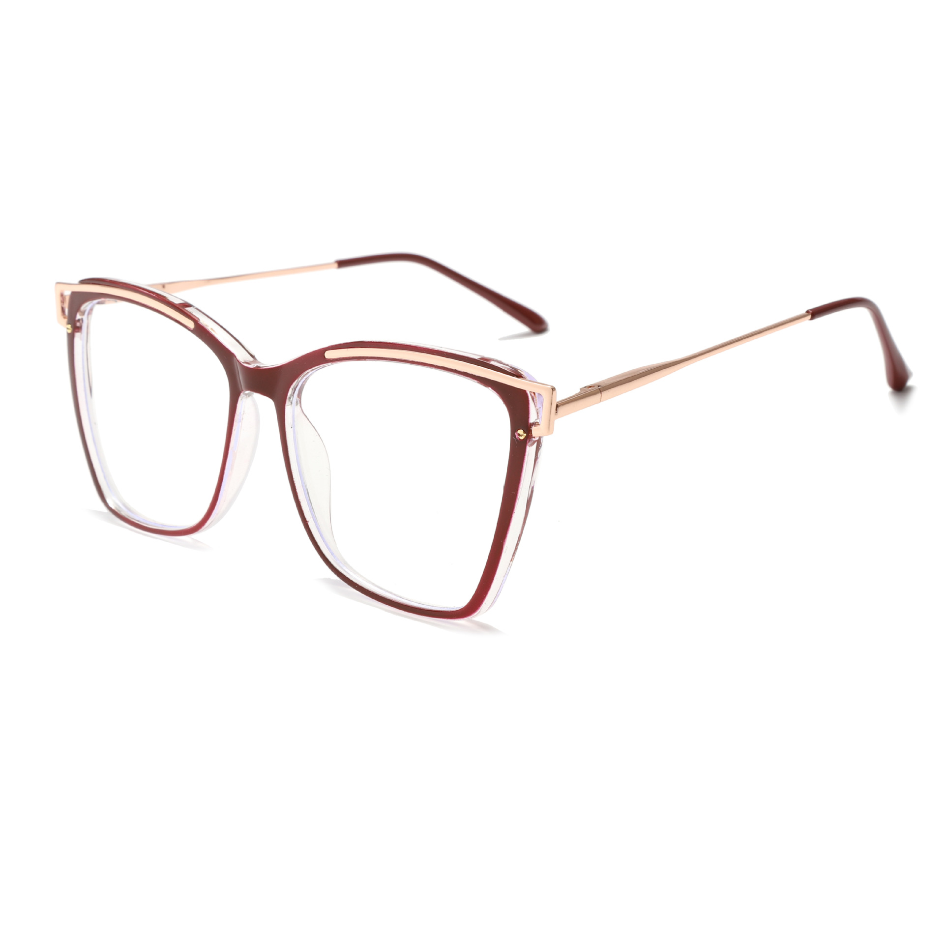 METAL-ACCENTED LARGE-FRAME NATURAL-LOOK READING GLASSES