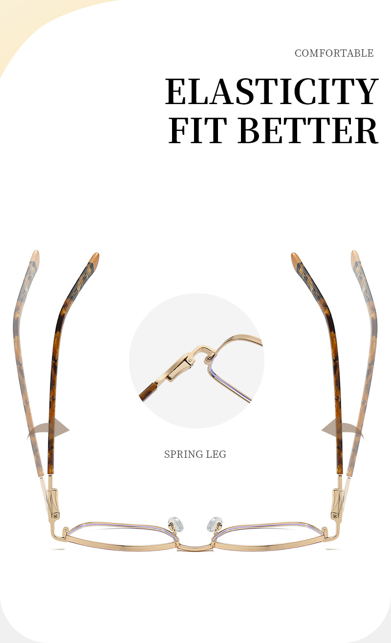 METAL SQUARE-FRAME FLORAL-TEMPLE READING GLASSES