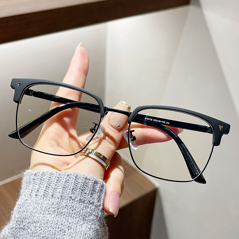 Fashionable Half-Rim Frosted Photochromic Glasses