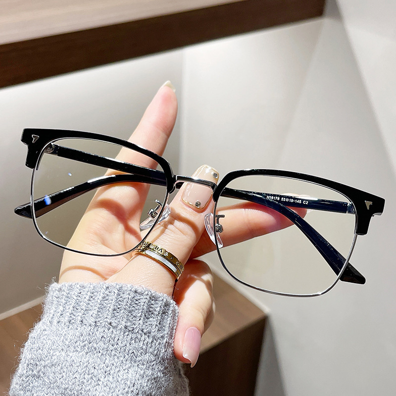 Fashionable Half-Rim Frosted Photochromic Glasses