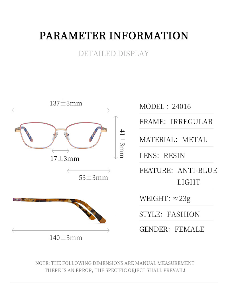 METAL SQUARE-FRAME FLORAL-TEMPLE READING GLASSES