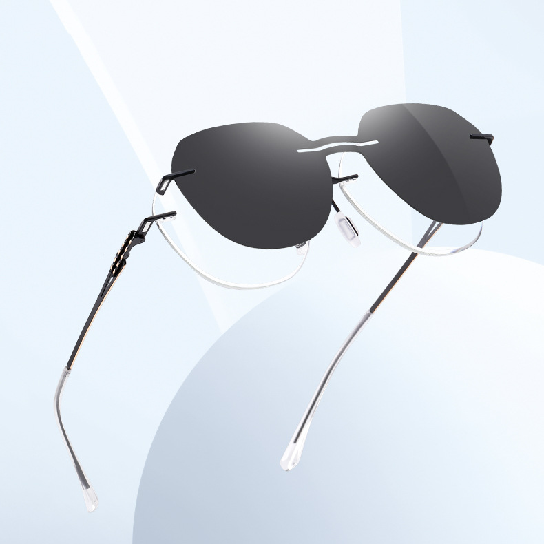 RIMLESS MAGNETIC CLIP-ON POLARIZED READING SUNGLASSES