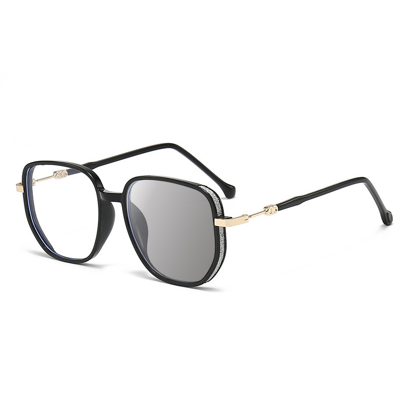 Fashionable Fine Glitter Frame Color Changing Blue Light Blocking Reading Glasses
