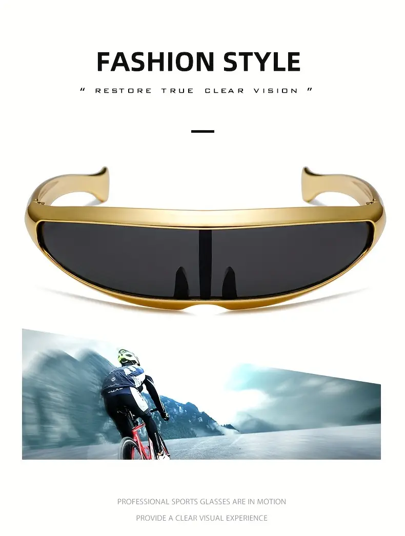 futuristic stylist one piece sunglasses punk wrap around fashion glasses details 1