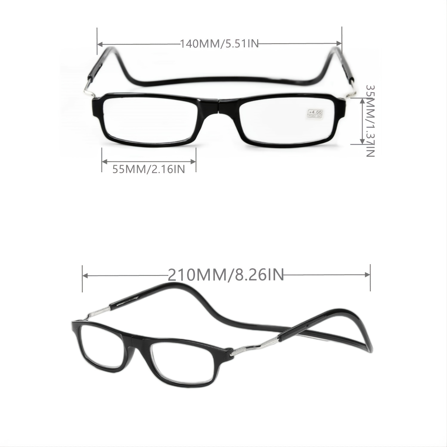 ADJUSTABLE TEMPLE MAGNETIC READING GLASSES