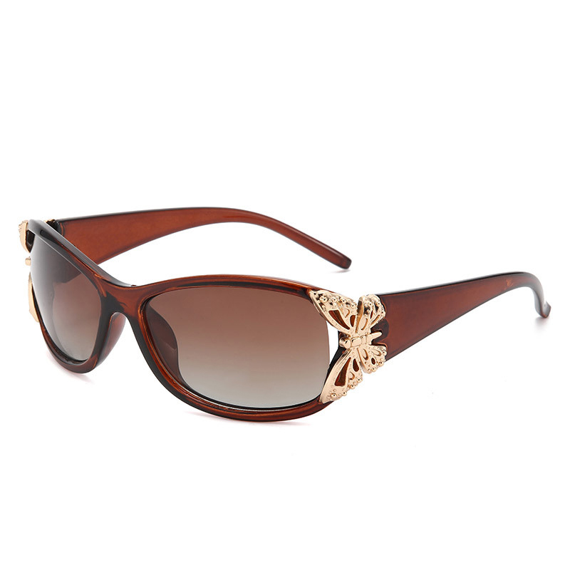 FASHION LARGE FRAME METAL BUTTERFLY POLARIZED SUNGLASSES