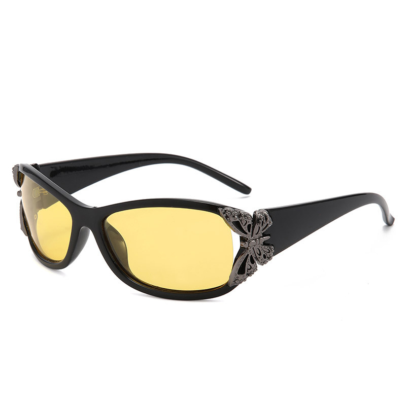 FASHION LARGE FRAME METAL BUTTERFLY POLARIZED SUNGLASSES
