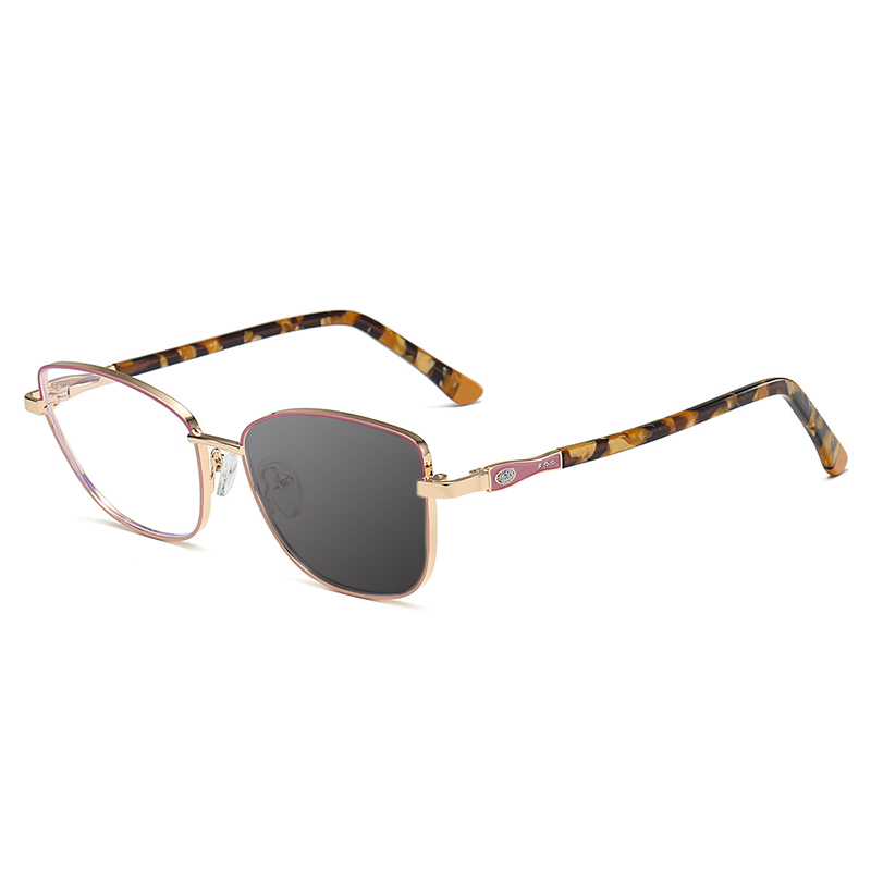 METAL SQUARE-FRAME FLORAL-TEMPLE READING GLASSES